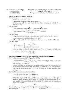Đề thi tuyển sinh đại học, cao đẳng năm 2008 môn thi: Toán, Khối B