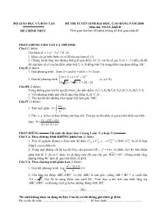 Đề thi tuyển sinh đại học, cao đẳng năm 2008 môn thi: Toán, Khối D