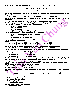 Đề trắc ngiệm khách quan môn: Lý – Chương trình: nâng cao