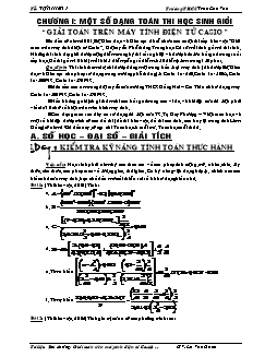 Giáo án bồi dưỡng học sinh giỏi môn Vật lý 9 - Chương I: Một số dạng toán thi học sinh giỏi “giải toán trên máy tính điện tử casio”