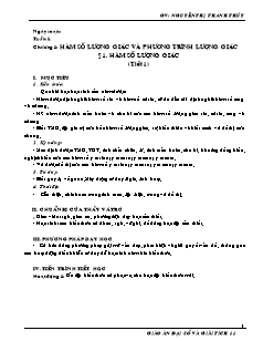 Giáo án Đại số 11 - Chương 1: Hàm số lượng giác và phương trình lượng giác