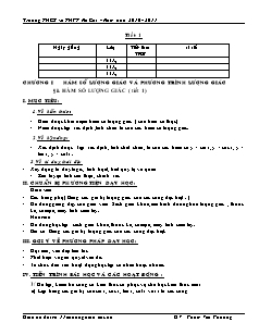 Giáo án Đại số 11 chương trình chuẩn - Chương I Hàm số lượng giác và phương trình lượng giác