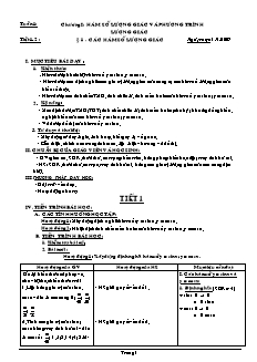 Giáo án Đại số 11 NC tiết 1 đến 5: Các hàm số lượng giác + Luyện tập