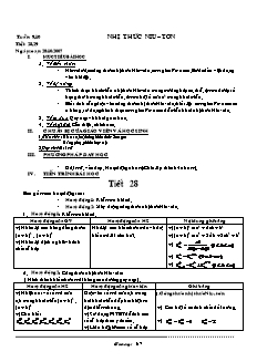 Giáo án Đại số 11 NC tiết 28, 29: Nhị thức Niu–tơn