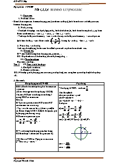 Giáo án Đại số 11 tiết 1 đến 5: Hàm số lượng giác