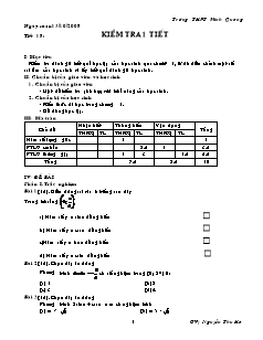 Giáo án Đại số giải tích 11 CB tiết 18: Kiểm tra 1 tiết