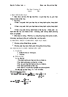 Giáo án Đại số giải tích 11 Ôn Tập Chương IV