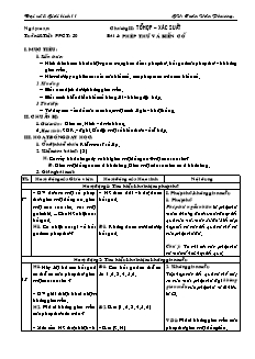 Giáo án Đại số & giải tích 11 tiết 30: Phép thử và biến cố