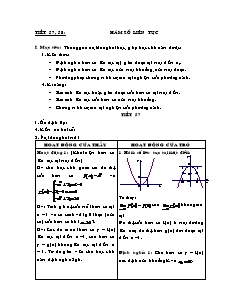 Giáo án Đại số giải tích 11 tiết 57, 58: Hàm số liên tục