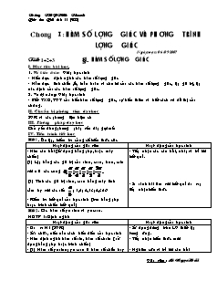 Giáo án Đại số khối 11 - Chương I: Hàm số lượng giác và phương trình