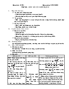 Giáo án Đại số khối 11 - Tiết 60: Dãy số có giới hạn 0