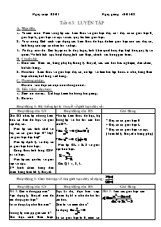 Giáo án Đại số khối 11 - Tiết 63: Luyện tập