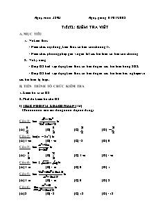 Giáo án Đại số khối 11 - Tiết 72: Kiểm tra viết