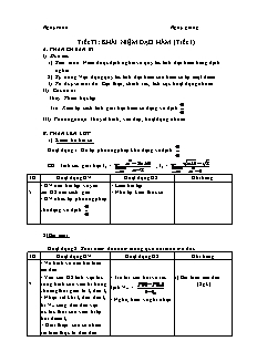 Giáo án Đại số khối 11 - Tiết 73: Khái niệm đạo hàm (tiết 1)