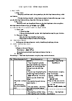 Giáo án Đại số lớp 11 - Các quy tắc tính đạo hàm