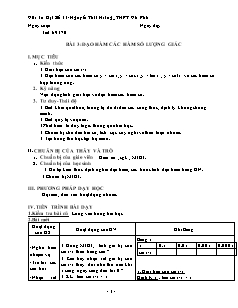 Giáo án Đại số lớp 11 - Tiết 69, 70 - Bài 3: Đạo hàm các hàm số lượng giác