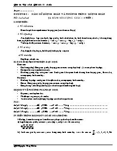 Giáo án Đại số và Giải tích 11 chuẩn - Chương I: Hàm số lượng giác và phương trình lượng giác