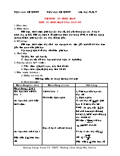 Giáo án Đại số và giải tích 11 cơ bản - Chương 4 và 5