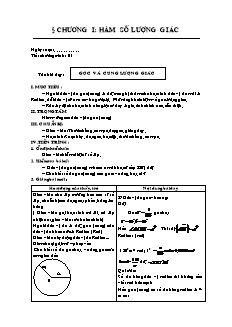 Giáo án Đại số và giải tích khối 11 - Góc và cung lượng giác