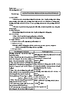 Giáo án Đại số và giải tích khối 11 - Tiết 27: Một số phương trình lượng giác thường gặp