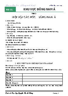 Giáo án Địa lý 11 bài 11: Khu vực Đông Nam Á (tiết 3) Hiệp hội các nước Đông Nam Á