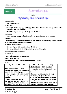 Giáo án Địa lý 11 Bài 12: Ô-Xtrây-li-a (Tiết 1) Tự nhiên, dân cư và xã hội