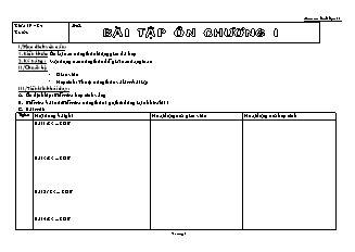 Giáo án Giải tích lớp 11 - Tiết 19 đến tiết 24: Bài tập ôn chương I