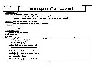 Giáo án Giải tích lớp 11 - Tiết 54, 55, 56, 57: Giới hạn của dãy số