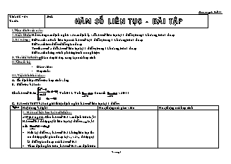 Giáo án Giải tích lớp 11 - Tiết 62, 63, 64: Hàm số liên tục - Bài tập