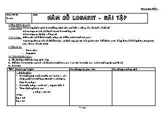 Giáo án Giải tích lớp 11 - Tiết 78, 79, 80, 81: Hàm số logarit - Bài tập