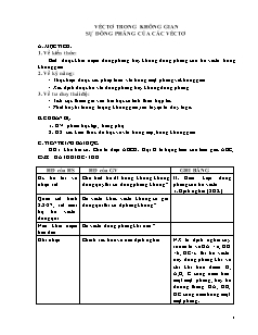 Giáo án Hình học 11 tiết 33: Véctơ trong không gian sự đồng phẳng của các véctơ