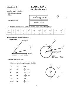 Giáo án Hình học lớp 11 - Chuyên đề 8: Lượng giác