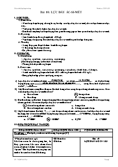 Giáo án hội giảng Vật lý 8 Bài 10: Lực đẩy Ác-Si-mét