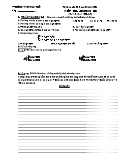 Giáo án Kiểm tra chương III môn đại số lớp 9