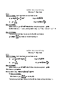 Giáo án Kiểm tra đại số 45 phút chương V: Đạo hàm