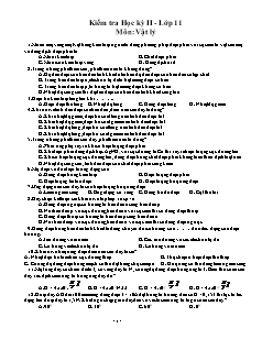 Giáo án Kiểm tra Học kỳ II - Lớp 11 Môn: Vật lý