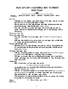 Giáo án lớp 11 ban khoa học tự nhiên Môn Toán