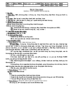 Giáo án môn Công nghệ lớp 10 - Bài 14: Thực hành: Trồng cây trong dung dịch