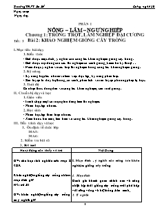 Giáo án môn Công nghệ lớp 10 - Tiết 1 đến tiết 14