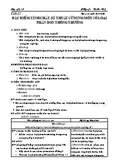 Giáo án môn Công nghệ lớp 10 - Tiết 12: Đặc điểm, tính chất, kĩ thuật sử dụng một số loại phân bón thông thường