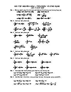 Giáo án môn Đại số lớp 11 - Bài tập nguyên hàm – Tích phân và ứng dụng