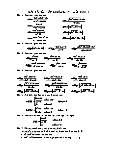 Giáo án môn Đại số lớp 11 - Bài tập ôn tập chương IV (giới hạn)
