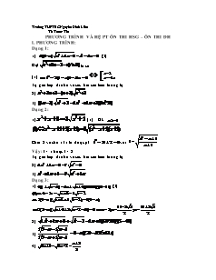 Giáo án môn Đại số lớp 11 - Phương trình và hệ phương trình ôn thi học sinh giỏi – Ôn thi Đại hoc