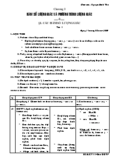 Giáo án môn Đại số lớp 11 - Tiết 1: Các hàm số lượng giác