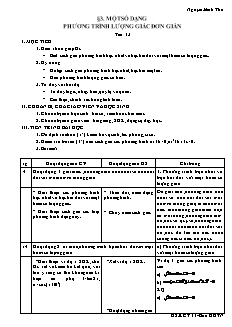 Giáo án môn Đại số lớp 11 - Tiết 13: Một số dạng phương trình lượng giác đơn giản