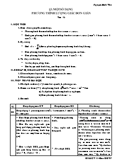 Giáo án môn Đại số lớp 11 - Tiết 15: Một số dạng phương trình lượng giác đơn giản