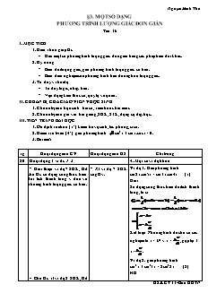 Giáo án môn Đại số lớp 11 - Tiết 16: Một số dạng phương trình lượng giác đơn giản