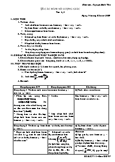 Giáo án môn Đại số lớp 11 - Tiết 3, 4: Các hàm số lượng giác