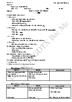 Giáo án môn Đại số lớp 11 - Tiết 47 - Bài 4: Cấp số nhân