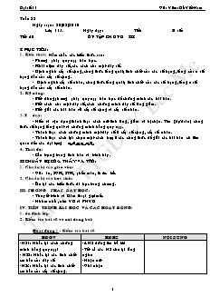 Giáo án môn Đại số lớp 11 - Tiết 50: Ôn tập chương III